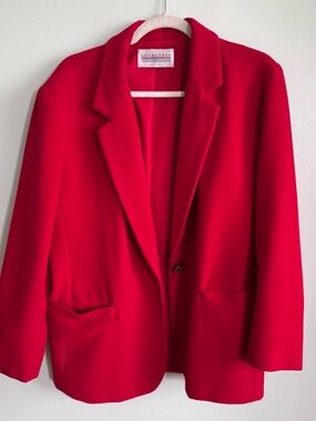 Red Single-Button Tailored Blazer